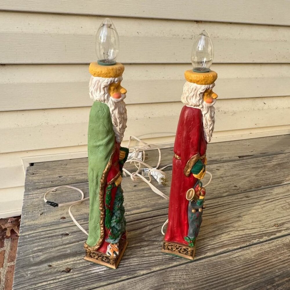 Vintage 2 K-Mart Resin Santa Candle Lamps Christmas Holiday Original Box 70s 80s - Picture 2 of 9